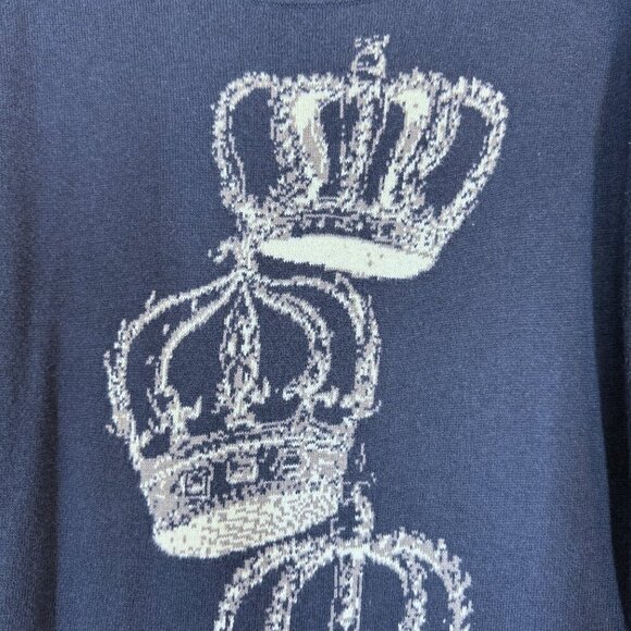 Rock Republic Y2K Crown Graphic Tunic Sweater Blue Medium - Picture 3 of 7